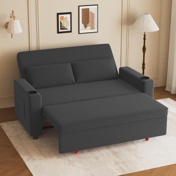 JUMMICO Divano Letto 2 Posti Velluto Schienale Regolabile 5 Posizioni