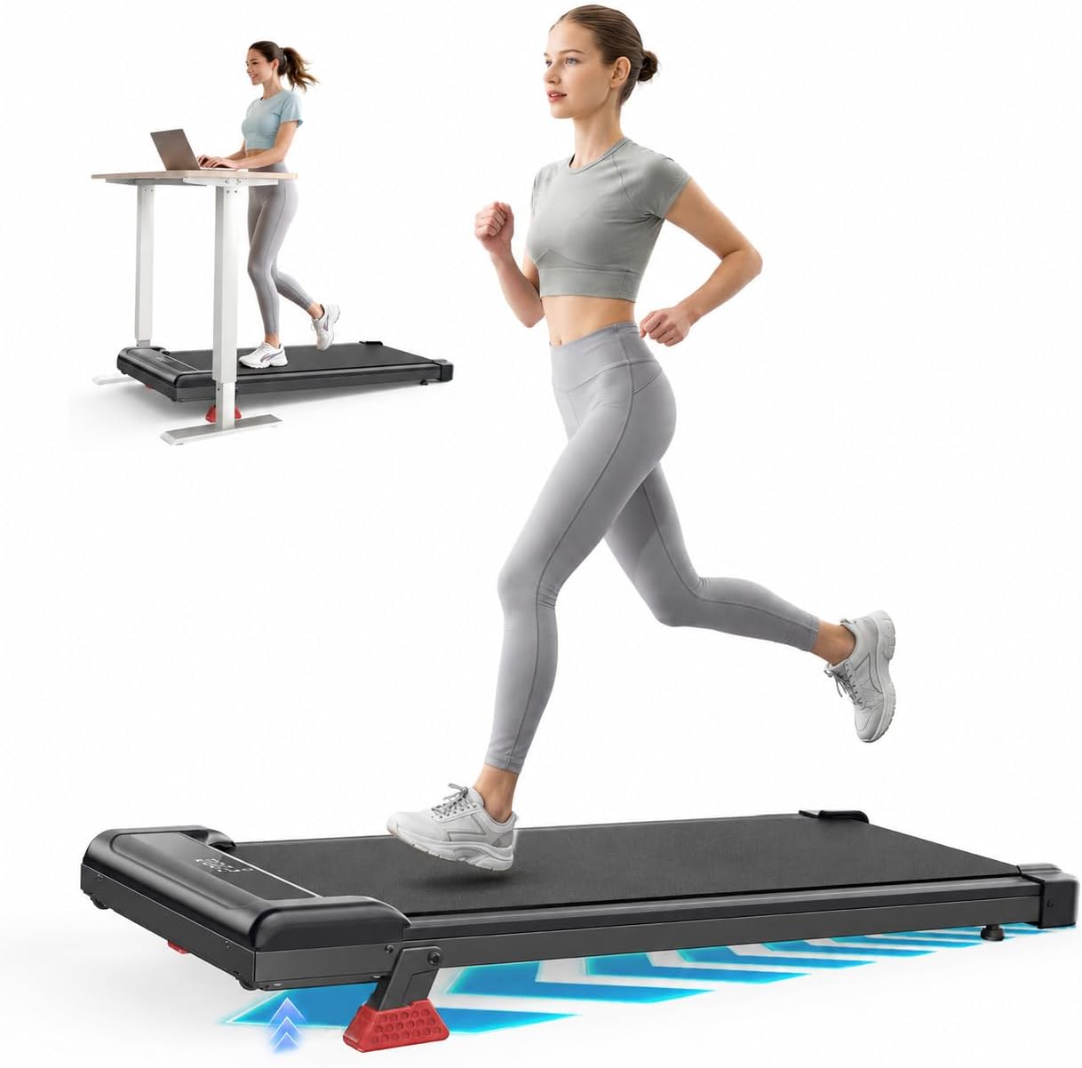 Tapis Roulant Elettrico Pieghevole Salvaspazio, Velocità Regolabile 1-8Km/H, Walking Pad 2.5HP, Nessuna installazione richiesta, Salvaspazio, Telecomando