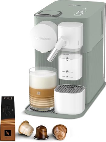De'Longhi Lattissima One - Macchina da Caffè a Capsule con Montalatte Automatico, Caffè Monodose con Cappuccino Maker, 19 bar, Riscaldamento Rapido, Compatta, Dark Sage (EN510.GR)