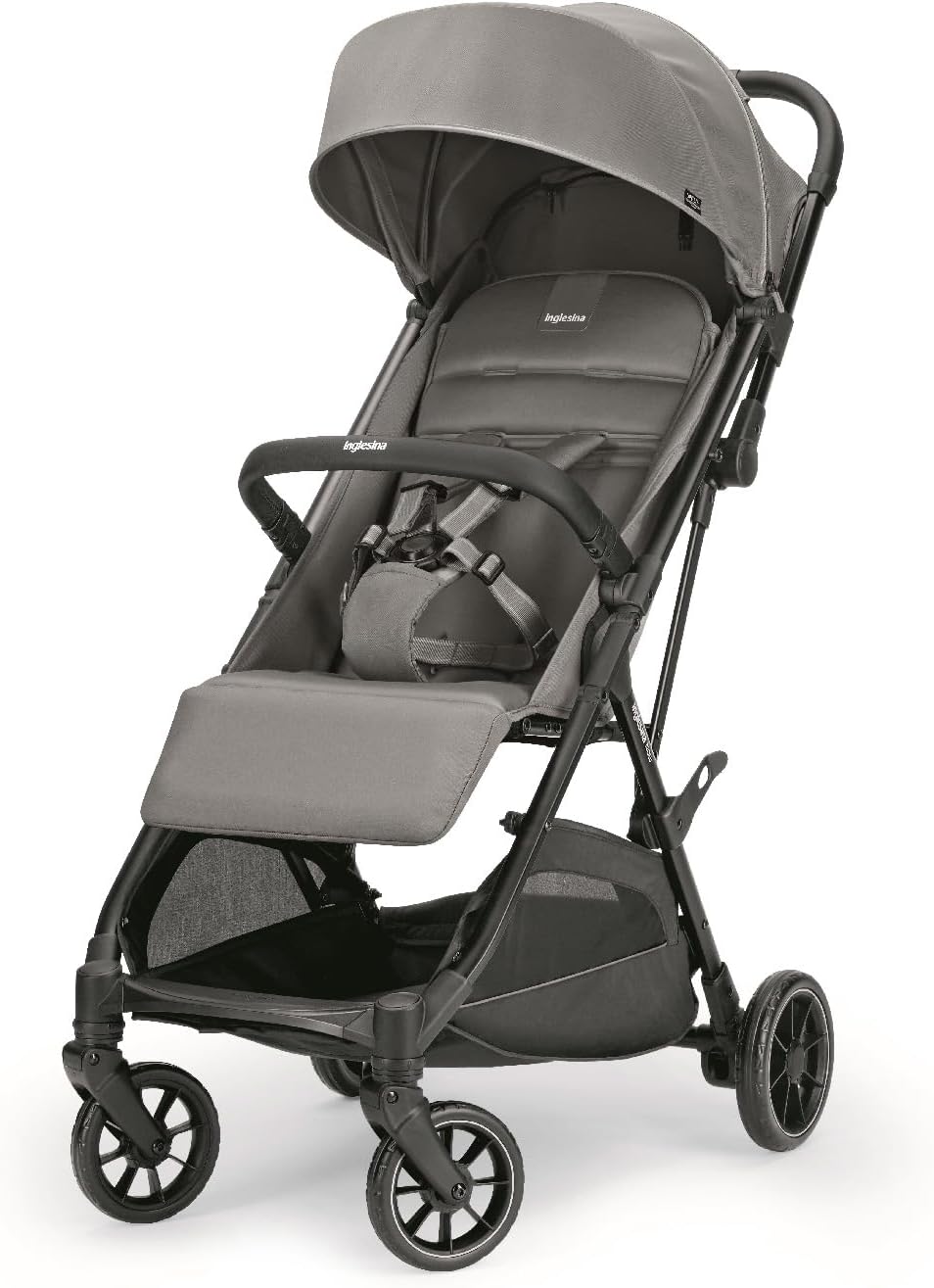 Inglesina NOW Passeggino Compatto Leggero 7,2 kg, Chiusura Automatica One Touch, Reclinabile 170°, Capotta UPF 50+, dalla Nascita fino a 22 kg, Snap Grey