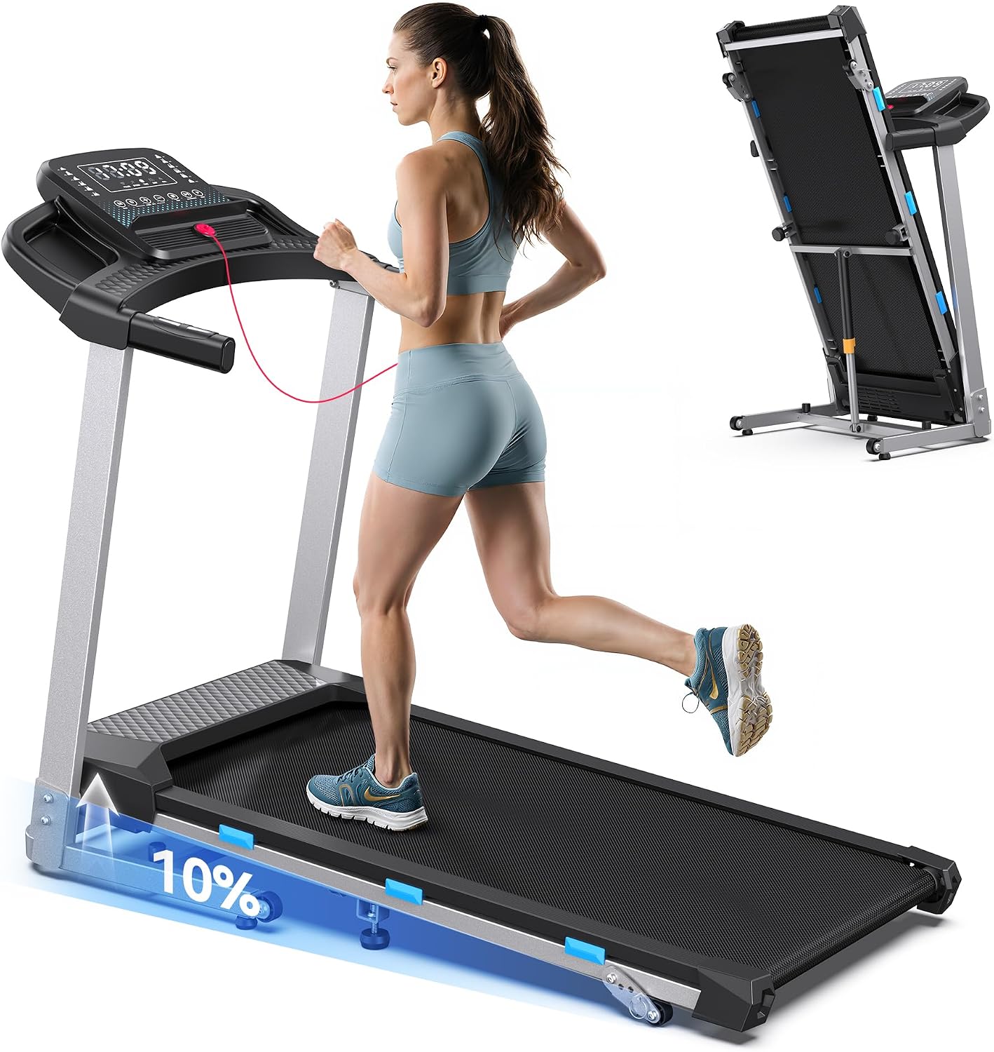 Cardirun Tapis Roulant Elettrico Pieghevole 3.5 HP con Cardiofrequenzimetro