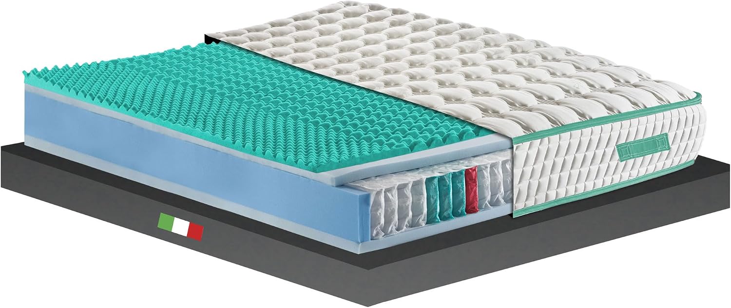 GEEMMA Materasso Matrimoniale 160x190 Memory Molle insacchettate H27 HYBRID