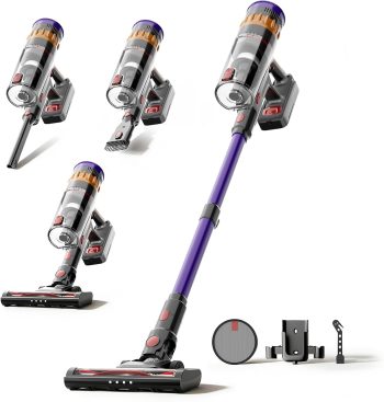 Lefant V1 Aspirapolvere Senza Fili 40000Pa, Scopa Elettrica con LED Touch, Anti-Groviglio, Filtrazione 5 Stadi, 42 Min Autonomia, Batteria Rimovibile, 750ml, per Pavimenti, Tappeti e Peli Animali