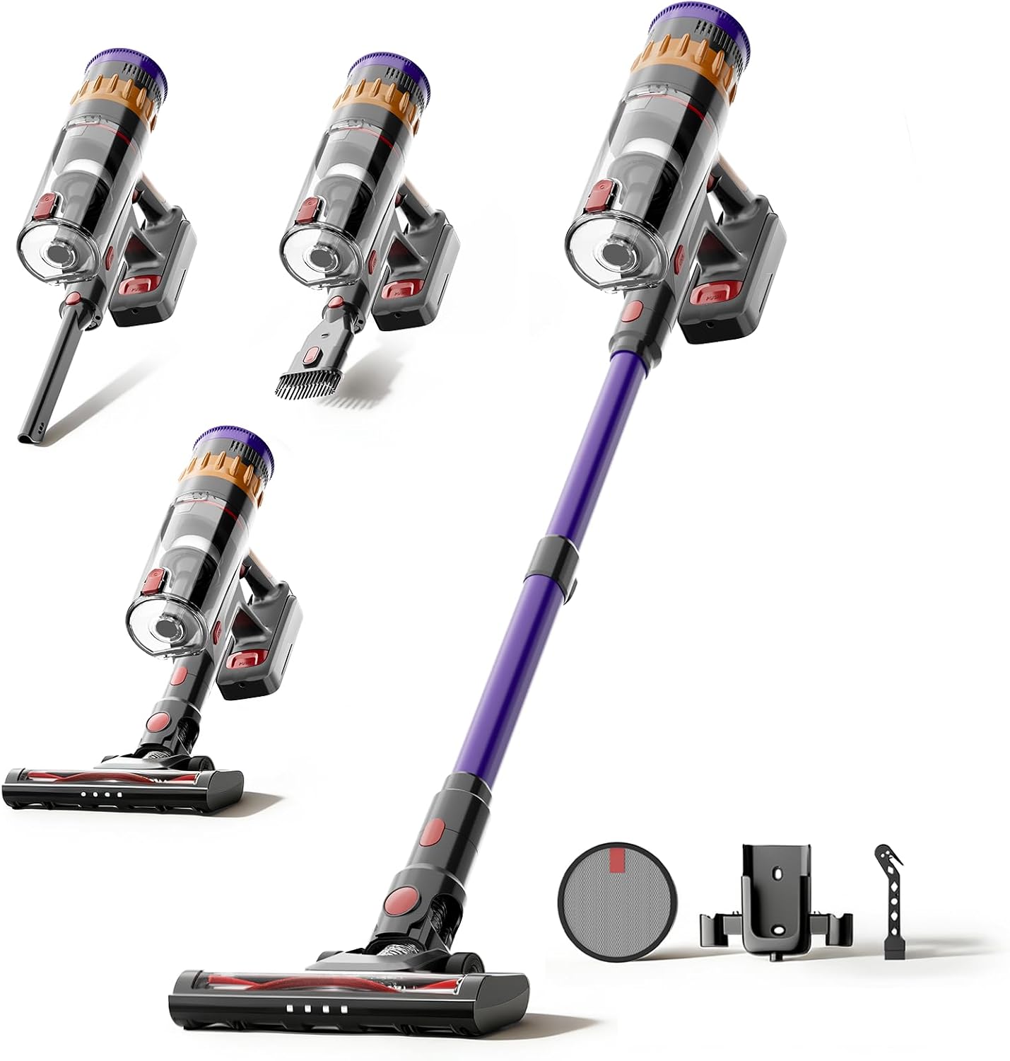 Lefant V1 Aspirapolvere Senza Fili 40000Pa, Scopa Elettrica con LED Touch, Anti-Groviglio, Filtrazione 5 Stadi, 42 Min Autonomia, Batteria Rimovibile, 750ml, per Pavimenti, Tappeti e Peli Animali