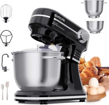Impastatrice Planetaria 1500W, ciotola inox da 10 L,12 velocità + Pulse, planetaria professionale compatta, Impastatrice con Frusta, Gancio Impastare e Mescolatore (B03B-Nero)