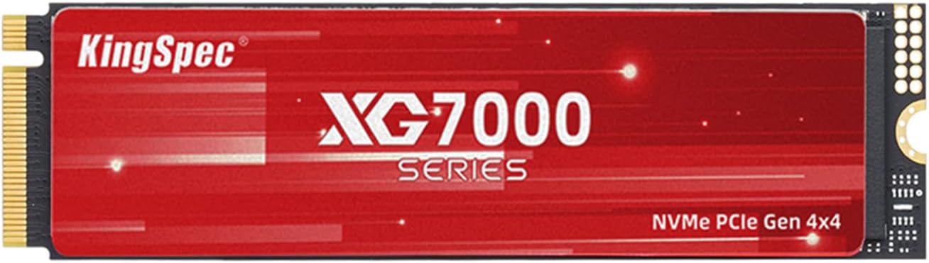 KingSpec XG7000 M.2 NVMe SSD 1TB PCIe 4.0 - Fino a 7400 MB/s in lettura, 6600 MB/s in scrittura - SSD interno da gaming per PS5, PC e laptop - con dissipatore di calore (2280)