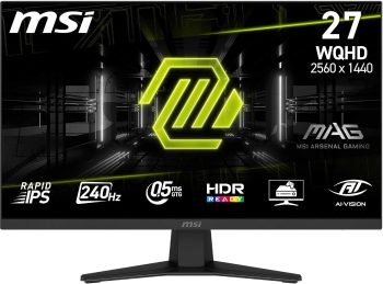 msi MAG 274QF X24 Monitor Gaming 27" WQHD – 2560x1440 Rapid IPS, 240Hz, 0,5ms, HDR Ready - AMD FreeSync Premium, Eye Care, AI Vision, HDMI 2.0b, DP 1.4a, Supporto Inclinabile, VESA Mount, Nero