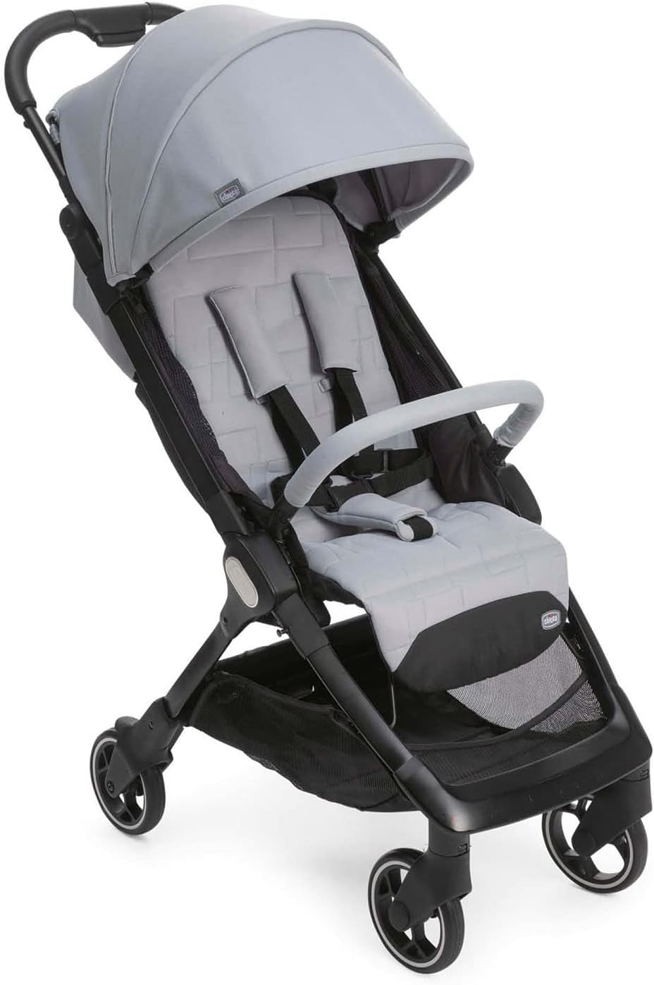 Chicco We Passeggino Ultraleggero Pieghevole da 0 Mesi a 22 kg Passeggino da Viaggio Reclinabile con Posizione nanna Spallacci Imbottiti Copertura Compatta e Parapioggia - Grigio - Cool Grey