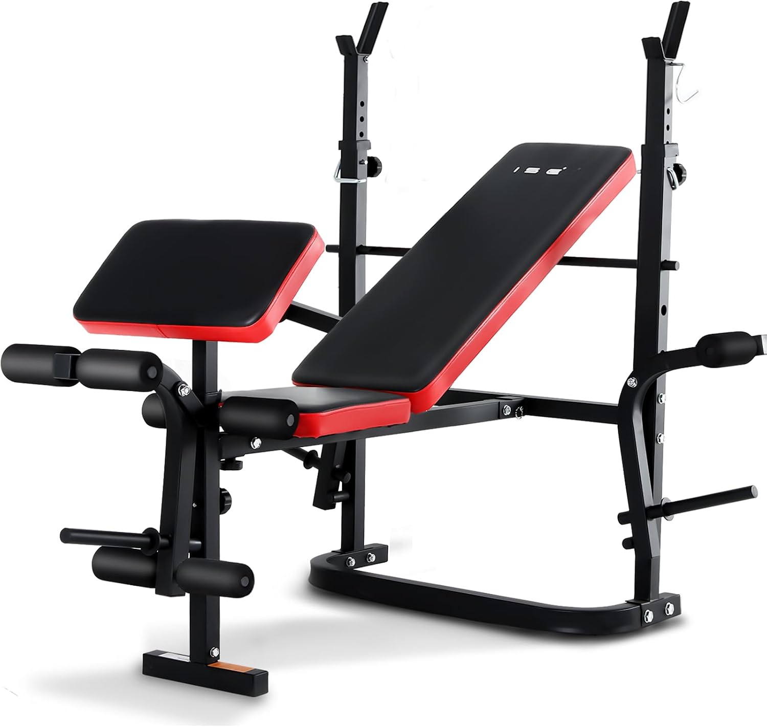 ISE Panca Multifunzione Palestra Casa, Panca Pesi Regolabile con Supporto Bilanciere Schienale Reclinabile Fitness per Allenamento a Casa