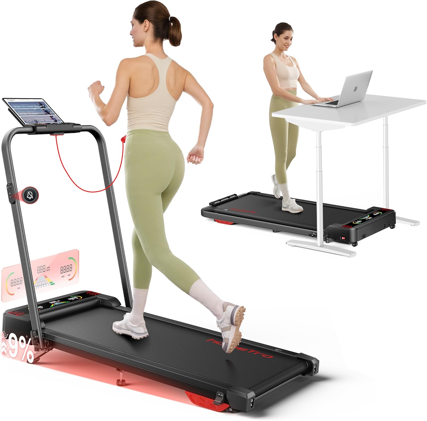 Tapis Roulant Elettrico Pieghevole Salvaspazio con Inclinazione,Walking Pad 12 km/h, Schermo LED a Colori,2.5HP Silenzioso per Casa e Ufficio,Tapirulan Compatto per Camminata e Corsa Indoor