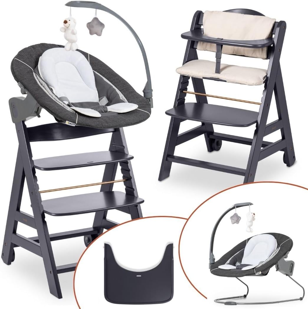 hauck Beta Plus Seggiolone Pappa Newborn Deluxe - Nero Grigio