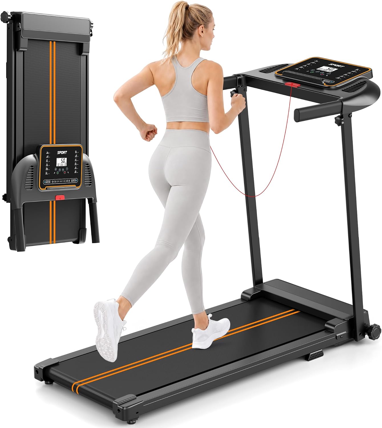 Tapis Roulant, Salvaspazio Elettrico Tapirulan, Pieghevole da Casa, Tapis-roulant Magnetico Walking Pad Treadmill for Home, Use Scrivania Tappeto Palestra Portatile Motore 10 KM/H