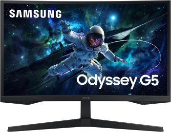Samsung Monitor Gaming Odyssey G5 (S27CG554), Curvo (1000R), 27", 2560x1440 (WQHD 2K), HDR10, VA, 165 Hz, 1 ms (MPRT), FreeSync, HDMI, Display Port, Ingresso Audio, Flicker Free, Eye Saver Mode