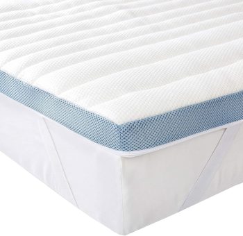 Amazon Basics Topper Matrimoniale 160 x 200 cm in Memory Foam, 5 cm Coprimaterasso con Angoli Elastici, Bianco
