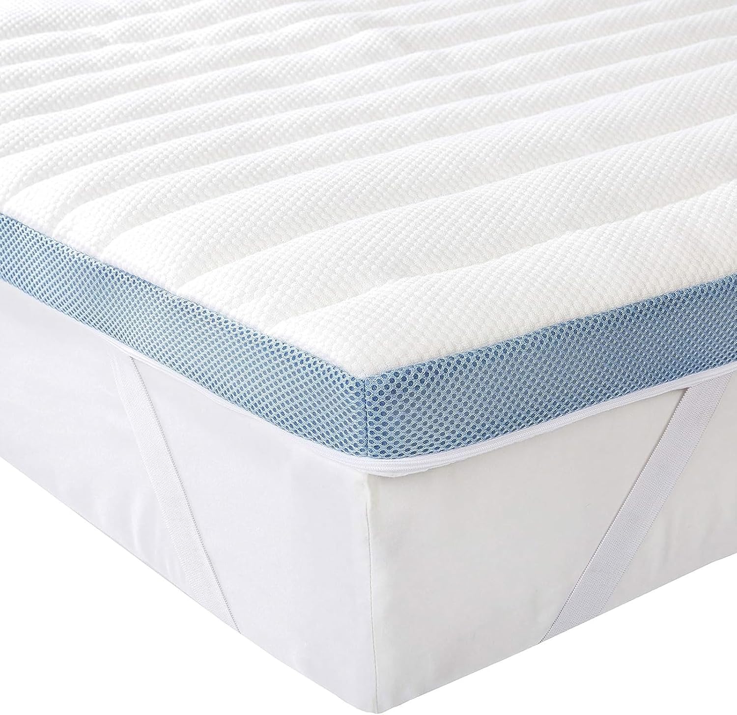 Amazon Basics Topper Matrimoniale 160 x 200 cm in Memory Foam, 5 cm Coprimaterasso con Angoli Elastici, Bianco
