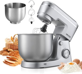 VEVOR Impastatrice Planetaria Macchina da Cucina per la Cottura al Forno 1500 W con Ciotole in Acciaio Inox, Gancio per Impastare, Impastatrice con Inclinazione Regolabile a 10 VelocitÃ