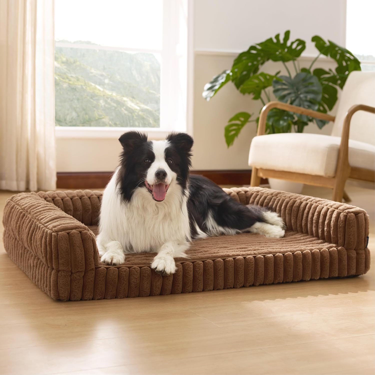 Bedsure Cuccia Ortopedica per Cani Grande, 89x64cm, Marrone cammello